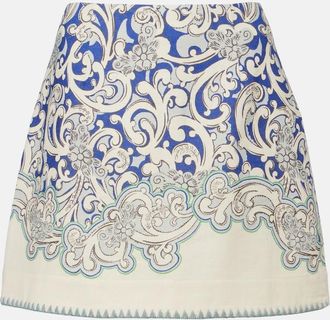 Alemais Al&eacute;mais Printed linen and cotton miniskirt