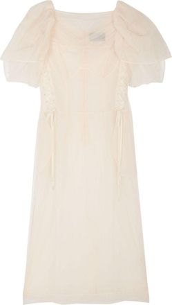 Simone Rocha Neutral Short-Sleeve Sheer Dress - Womens - Nylon/Cotton/Silk/Polyamide