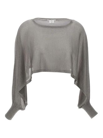KANGRA lurex-detailed top - women - Viscose/Metallic Fibre - 40 - Silver