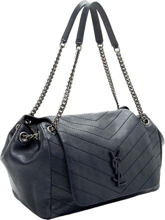 Saint Laurent Blue Lambskin Monogram Nolita Medium Flap Bag (Authentic Pre- Loved)