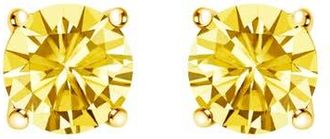 House of Brilliance 14K Gold 1 1/2 Cttw Lab Grown Yellow Diamond Solitaire Stud Earrings at Nordstrom