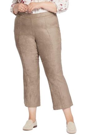 NYDJ Pull-On Ankle Slim Bootcut Faux Suede Pants in Saddlewood at Nordstrom, Size 14W