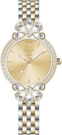 Invicta Wildflower 69105 Dames Horloge - Quartz Uurwerk - met gouden Wijzerplaat - 30mm