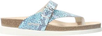 Mephisto Blauwe Teenslipper - Helen Model - Dames - Slippers - Blauw - 35 EU - Leer - Schoenen