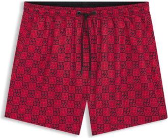 HUGO BOSS Quick-dry swim shorts with stacked-logo check print