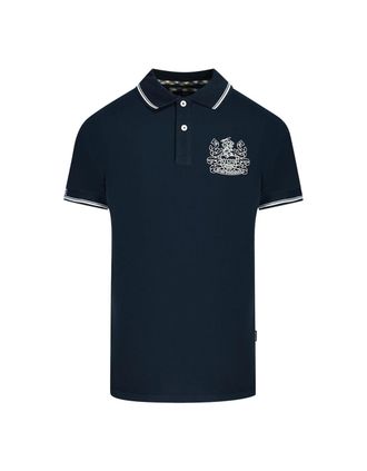 Aquascutum Mens Aquascutum Aldis Tipped Navy Blue Polo Shirt - Black - Size: 36