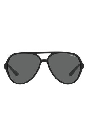 A|X Armani Exchange 60mm Round Sunglasses in Matte Black at Nordstrom