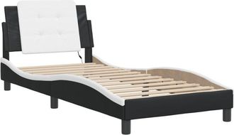 vidaXL Vidaxl - Estructura Cama Con Led Cuero Sint&eacute;tico Negro Blanco 90x200 Cm