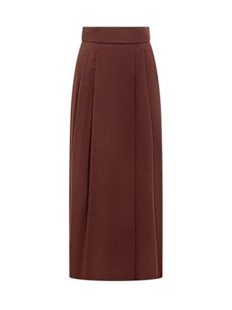 Max Mara Max Mara Brown Pleated Midi Skirt