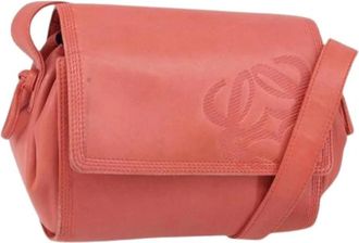 Loewe Pre-owned Cross Body Bags, female, Pink, Size: ONE SIZE Pre-owned Leather Crossbody Bag