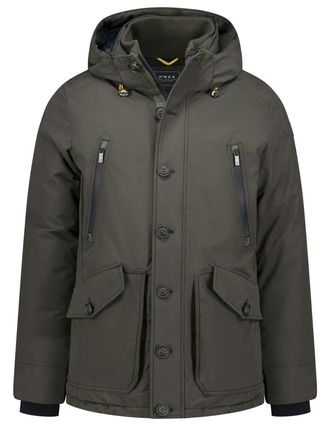 N-Z-A- NEW ZEALAND AUCKLAND NZA parka groen effen knopen