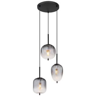 Netlighting Attila Cluster Pendant Matt Black Smoke Glass Shade 3x E14