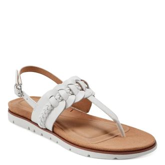 Easy Spirit Elaine Sandals Womens White Leather Adjustable Strap HTAT1729