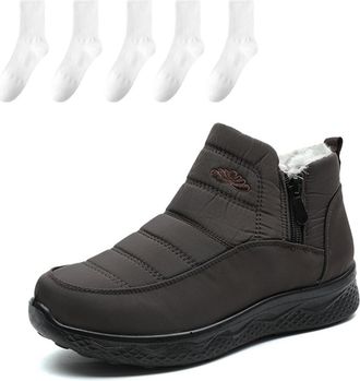 Generic Dritnow Womens Insulated Snow Boots, Comfortable Warm Plush Lined Waterproof Non-slip Shoes for Men & Women (Brown,11.5)