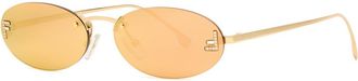Fendi Narrow Oval-frame Sunglasses - Gold - One Size