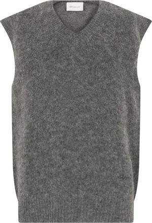 Ami Mouwloze trui - Heren - V-hals truien - Grijs - XL - Wol - Truien & Vesten