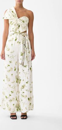 Camilla Asymmetrical Bow Top In Botanical Utopia