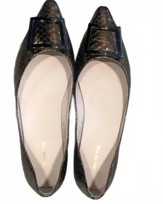 All Black Womens Met Exotic Flats In Bronze