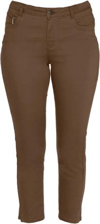 C.Ro Bronze Rits Detail Suzanne Broek - Dames - Skinny broeken - Bruin - 2XL - Katoen - Broeken
