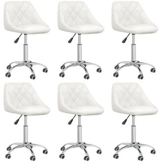 vidaXL Vidaxl - Sillas De Comedor Giratorias 6 Uds Cuero Sint&eacute;tico Blanco
