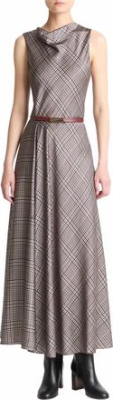Vince Womens Pressed Cowlneck Dress In Multi Plaid
