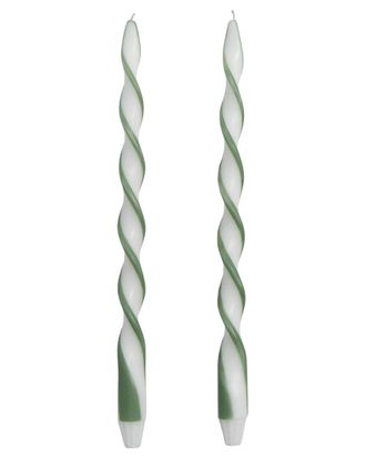 Two's Company Set Of 2 Twist & Glow Ribbon 15.75In Twist Taper Candles In Gift Box