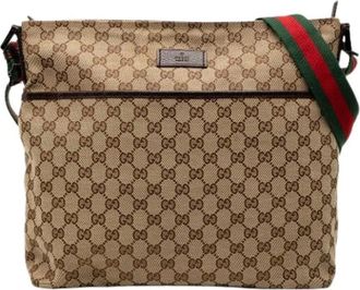 Gucci Pre-owned Cross Body Bags, female, Beige, Size: ONE SIZE Pre-owned Canvas Crossbody Bag