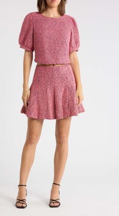 Sugarlips Jenavy Tweed Flare Miniskirt in Coral-Mul at Nordstrom, Size X-Small