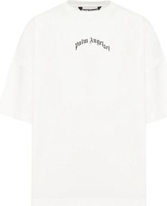 Palm Angels Back Curved Logo Over Tee Off White Bl