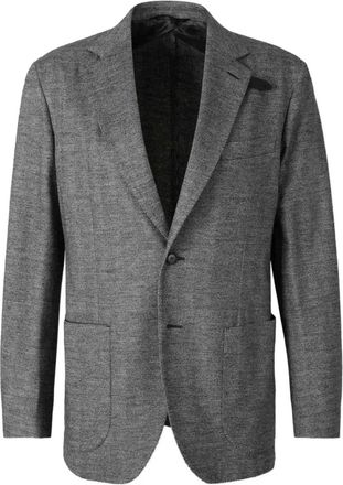 Brioni Blazer monopetto con motivo a spina di pesce - Grigio