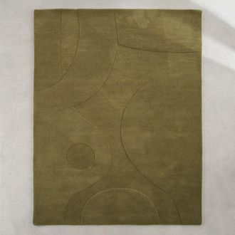 Maisons du monde Alfombra de lana con motivo abstracto verde caqui, 160x230 cm