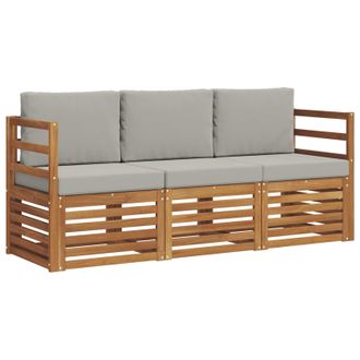vidaXL Juegos De Sof&aacute;s Con Coj&iacute;n 3 Pcs Gris Natural Y Claro Vidaxl
