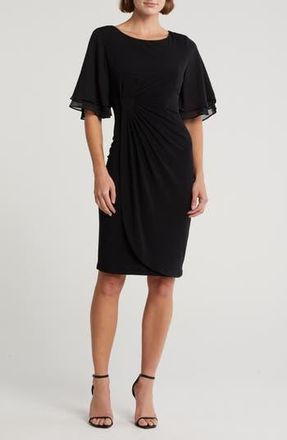 Connected Ruffle Sleeve Sheath Dress in Black at Nordstrom Rack, Size 16