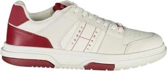 Tommy Hilfiger Rode polyester sneakers voor stijl en prestatie - Heren - Sneakers - Wit - 46 EU - Polyester - Schoenen