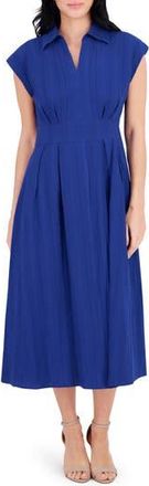 Kensie Collar Cotton Midi Dress in Cobalt at Nordstrom Rack, Size 12