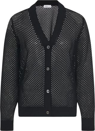 Rosetta Getty Cardigan in rete con lavorazione pointelle - Nero