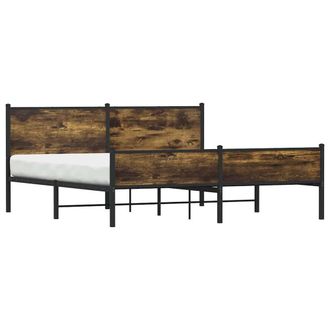 Berkfield Home Metal Bed Frame without Mattress Smoked Oak 160x200 cm in Brown