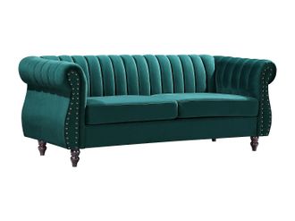 Vente-Unique Sof&aacute; chesterfield de 3 plazas de terciopelo verde esmeralda TRUMBO