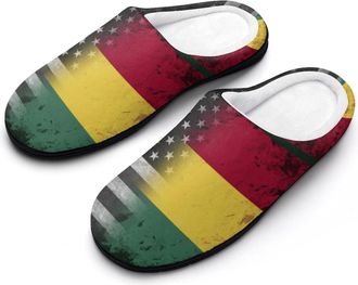 Generic Vintage US & Bolivian Flag Funny Mens Cotton Slippers Soft Non-Slip Rubber Sole House Slipper Indoor Outdoor