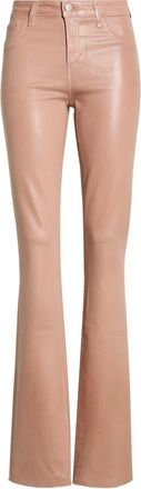 L'agence Ruth High Waist Raw Hem Ankle Coated Flare Jeans in Hazelnut Coated at Nordstrom, Size 28