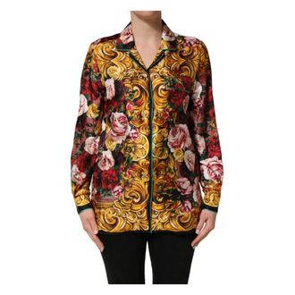 Dolce & Gabbana Shirts, female, Multicolor, Size: S Long-Sleeve Button-Down Shirt