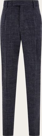 Ferragamo Uomo Pantalone sartoriale in seta e lana Blu