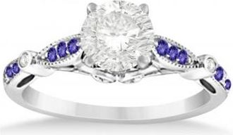 Allurez Marquise & Dot Tanzanite Vintage Engagement Ring 14k White Gold 0.13ct