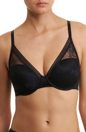 Natori Love Lace Back Smoothing Plunge T-Shirt Bra in Black/navy at Nordstrom, Size 30Ddd