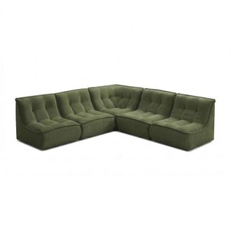 Oviala Sof&aacute; esquinero modular de 5 plazas 250 cm en pana verde