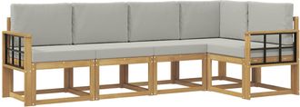 vidaXL Conjunto De Sof&aacute;s De Exterior 5 Uds. Blanco Y Gris Claro Vidaxl