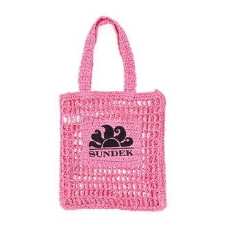 Sundek Tassen, Dames, Roze, ONE Size, Raffia Tote Bag met Logodetail