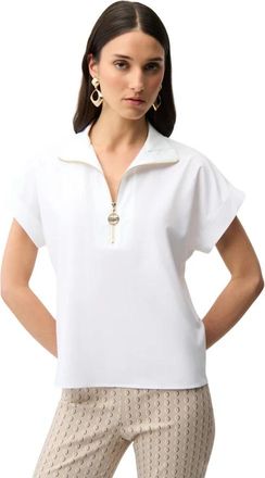 Joseph Ribkoff Rechte Top met Rits in de Halslijn - Dames - T-shirts - Wit - 3XL - Tops