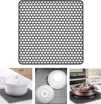 No Brand Adecuado Para Alfombrilla De Silicona Para Fregadero, Rejilla Protectora Para Secar Platos, Cuadrado, Cocina, Ba&ntilde;o, 30,5 X 30,5 Cm
