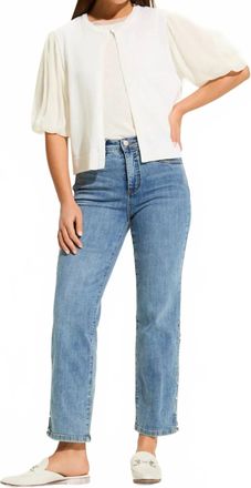 FDJ Suzanne Straight Ankle Denim Jeans In Vintage Wash With Pearl
